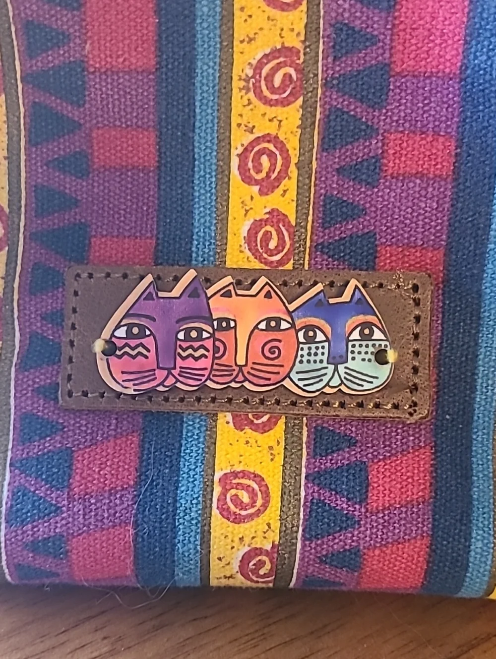 Laurel Burch Cats Canvas Cosmetic Travel Bag Whimsy Colorful Artsy Kitty